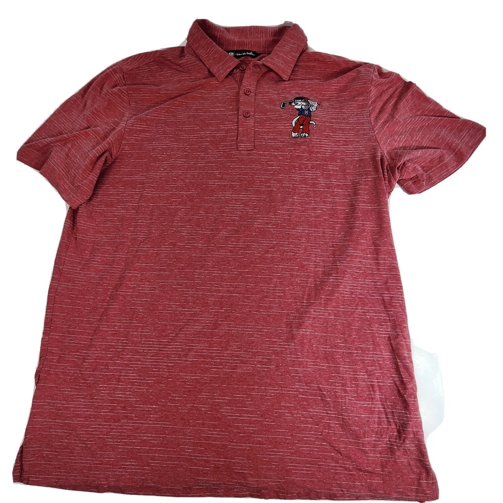 Travis Mathew Stripe Stretch Golf Polo Shirt  Heathered Pink/Peach Size Lrg Golf